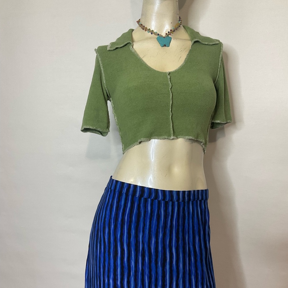 Ultimate Y2K Moss Green French Terry Cloth Crop Top